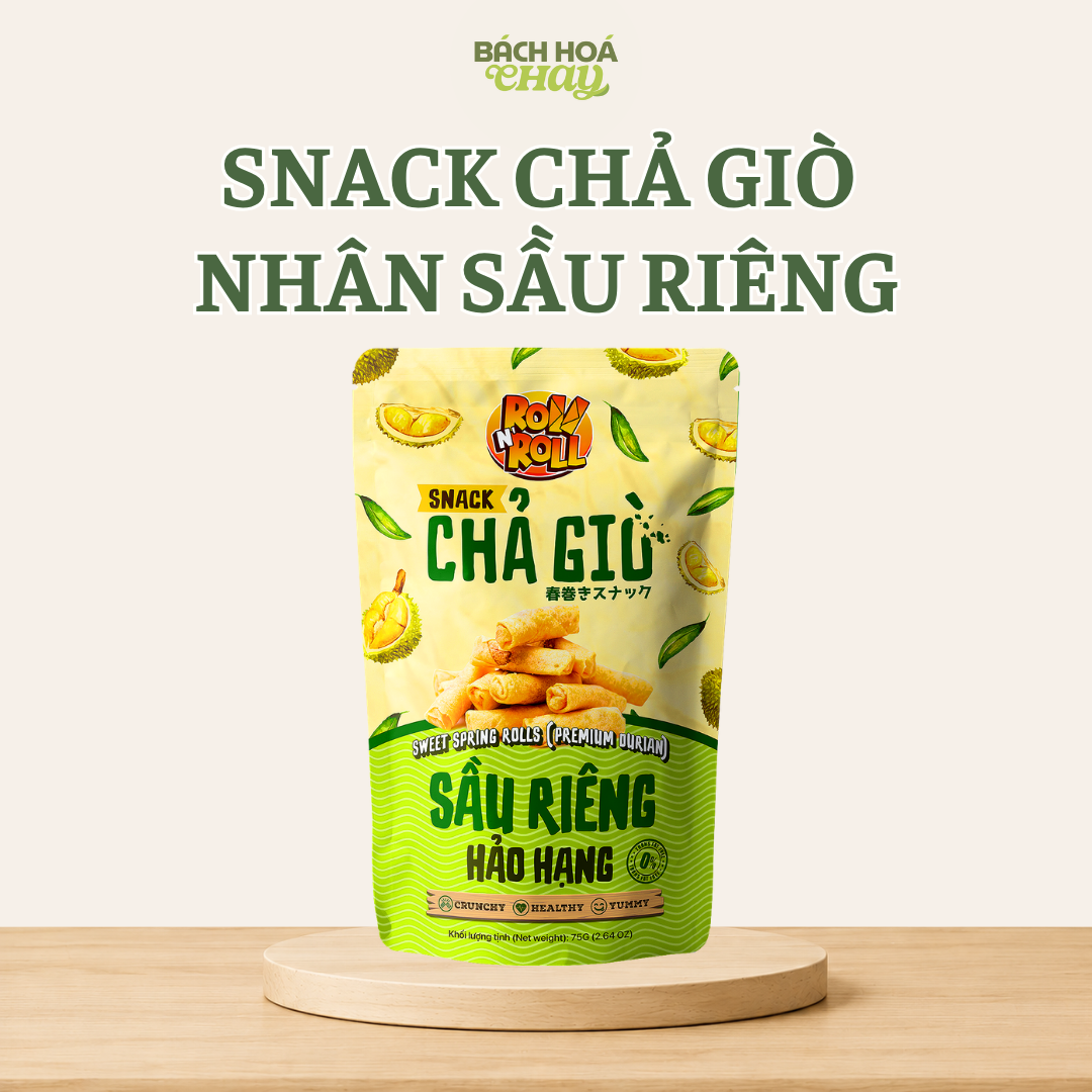  SNACK CHẢ GIÒ NHÂN SẦU RIÊNG HẢO HẠNG 75G – GIÒN TAN, THƠM BÉO 
