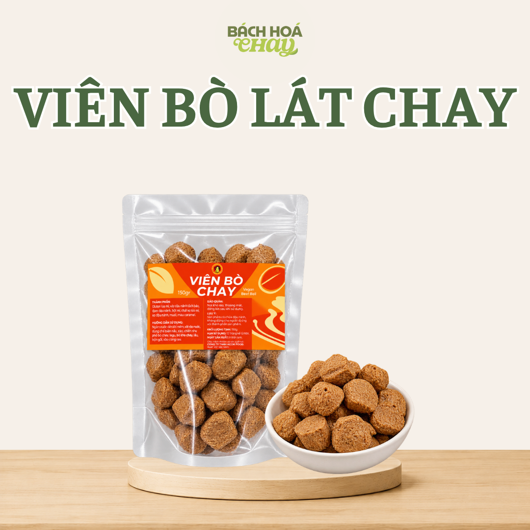  VIÊN BÒ CHAY 150G - ACCNHI FOOD – NGUYÊN LIỆU CHAY TIỆN LỢI, DỄ CHẾ BIẾN 