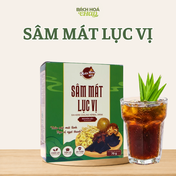  SET NGUYÊN LIỆU SÂM MÁT LỤC VỊ 70G (NẤU 10-12 LÍT) THIỆN NHÂN 5272 - THANH NHIỆT GIẢI KHÁT, TẶNG KÈM HẠT CHIA 