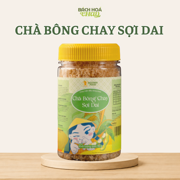  CHÀ BÔNG CHAY SỢI DAI 70G - ACCNHI FOOD - ĐẠM THỰC VẬT DỒI DÀO, VỊ NGỌT THANH TỪ NGƯU BÁNG 