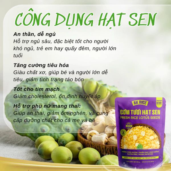  CƠM TƯƠI HẠT SEN 150G – MỀM DẺO, TIỆN LỢI 