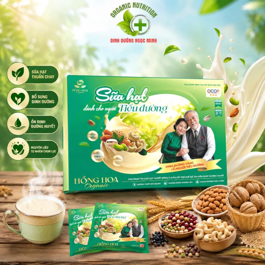  Sữa Hạt Dành Cho Người Tiểu Đường Hồng Hoa Organic 500g – Sữa Hạt Ngũ Cốc Bổ Sung Dinh Dưỡng 