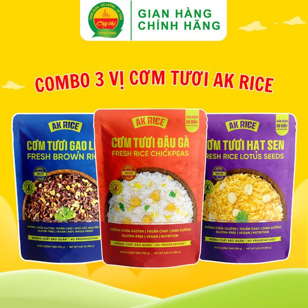  COMBO 3 VỊ CƠM TƯƠI CÂY THỊ - BỮA ĂN THUẦN CHAY TIỆN LỢI, THƠM NGON MỀM DẺO TỪ GẠO ST25 