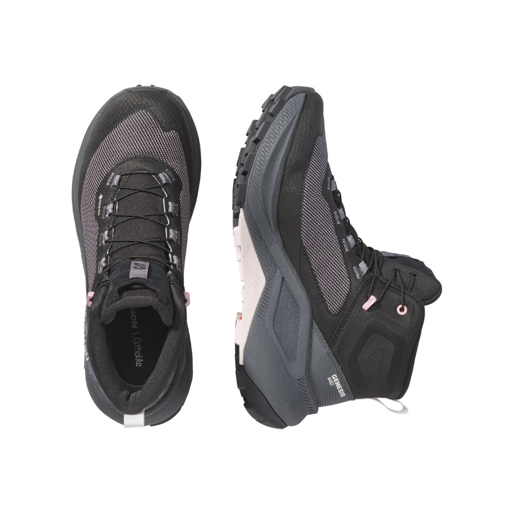 Giày Hiking Salomon Nữ Genesis Mid Gore-Tex Black/Dawn Pink/Lilac Ash L45409700