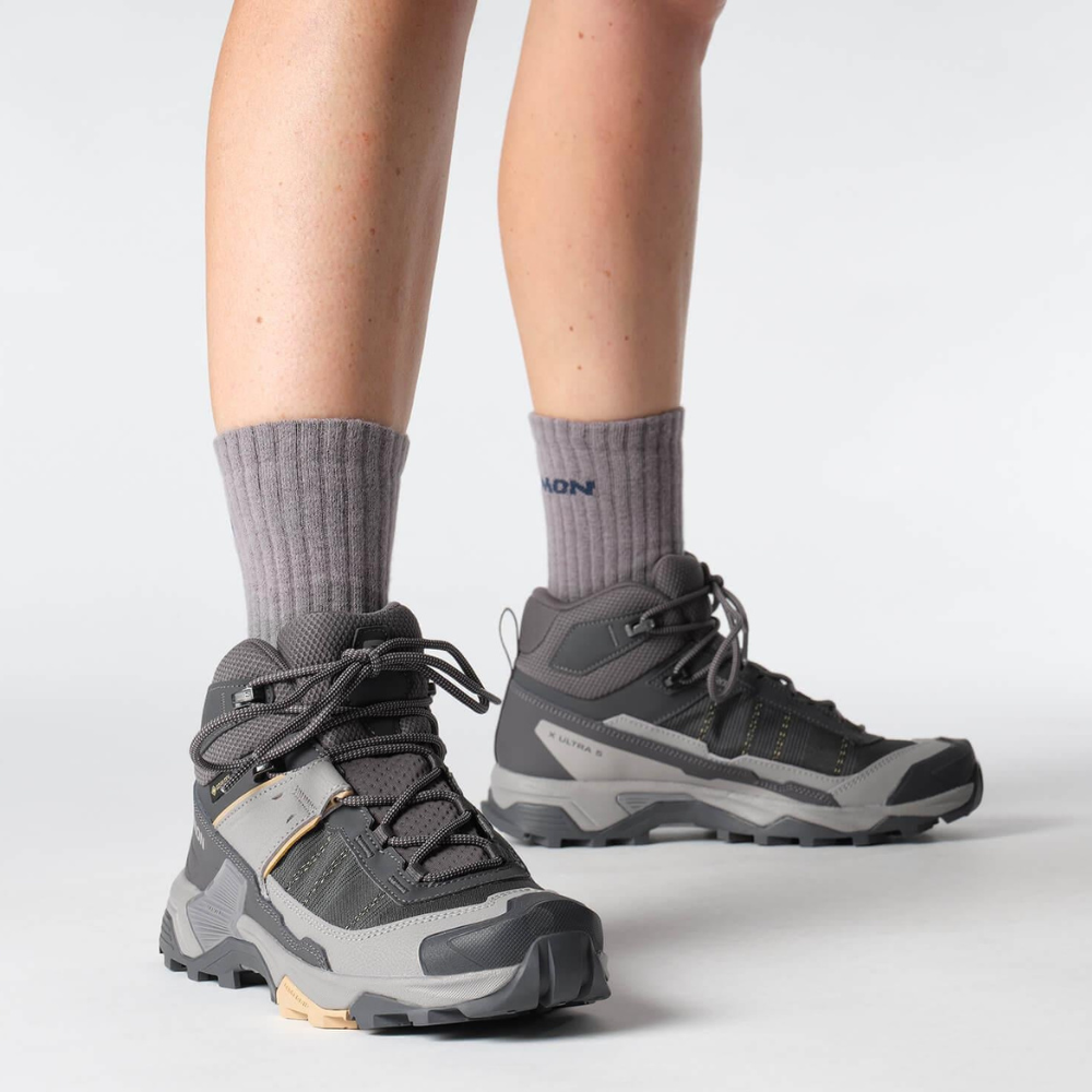 Giày Hiking Salomon Nữ X Ultra 5 Mid Gore-Tex Nine Iron/Gull/Soft Clay L47754500