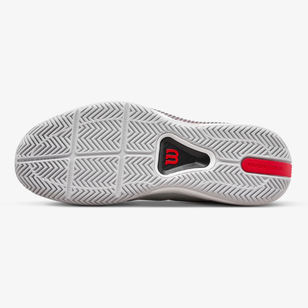 Giày Tennis Nam Wilson Rush Tour 5 Men's Tennis Shoe Bright White / Wilson Red / Microchip WRS00963001