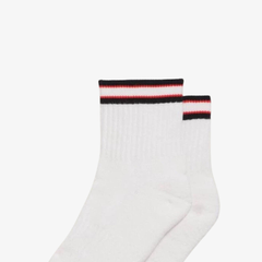 Tất Thể Thao Wilson Qtr-Length Stripe Sock  Bright White/Red WU00016331WTA