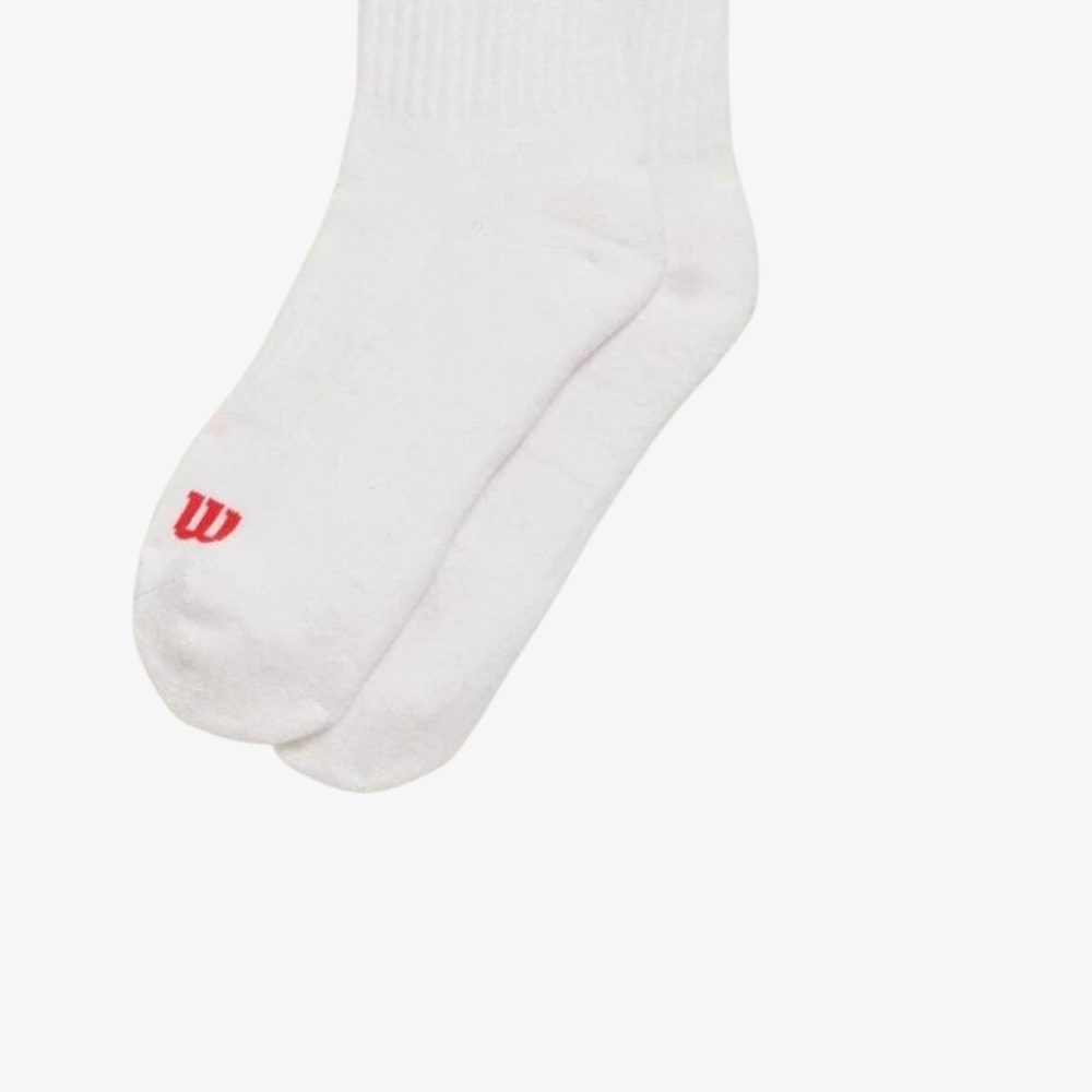 Tất Thể Thao Wilson Qtr-Length Stripe Sock  Bright White/Red WU00016331WTA