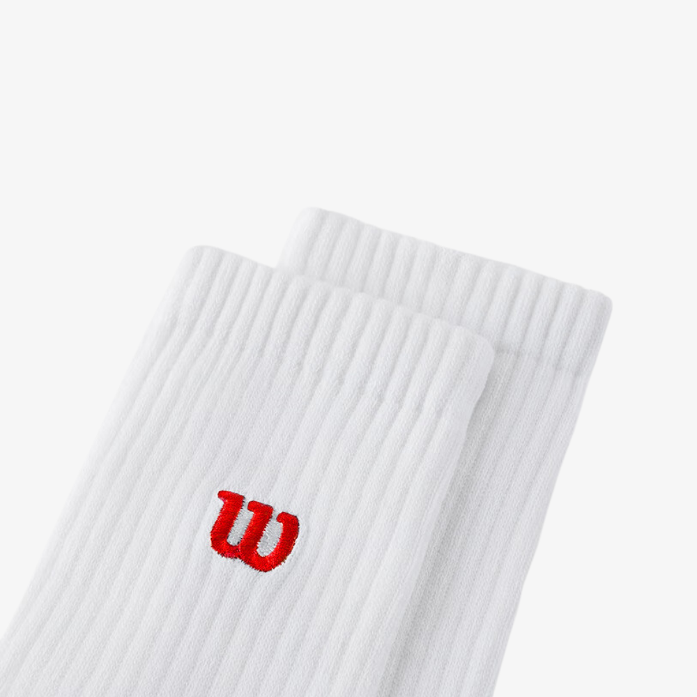 Tất Thể Thao Wilson Unisex Crew Logo Socks Bright White/Infrared WU00126531WTA