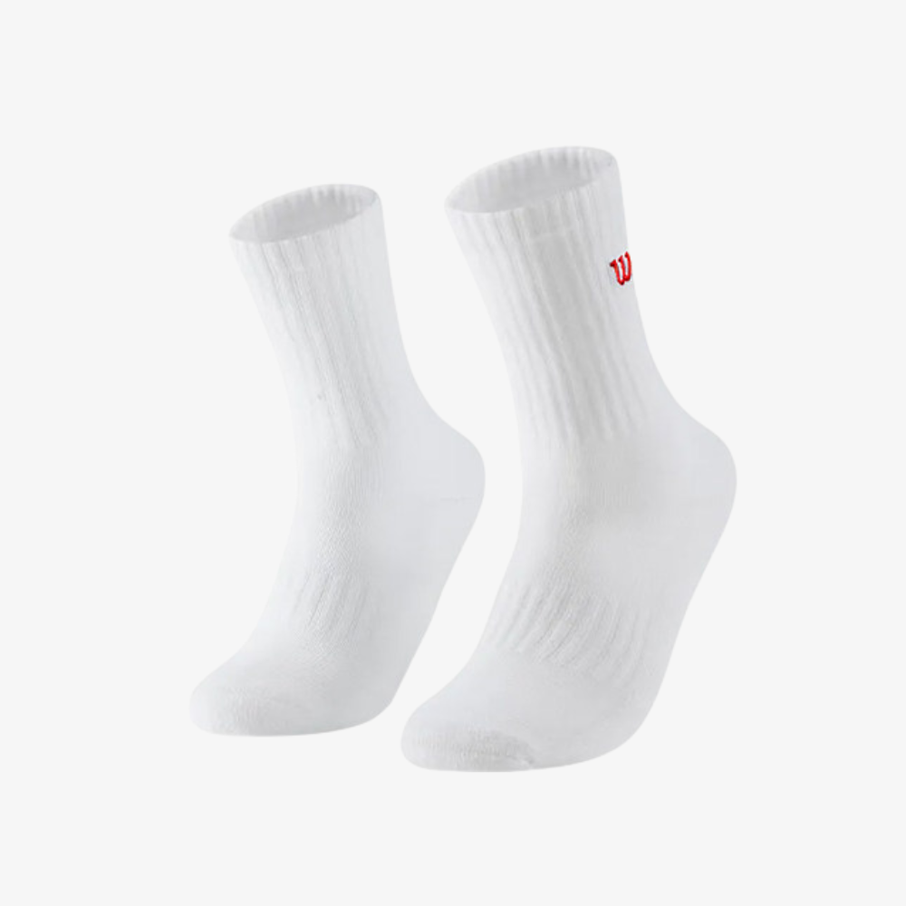 Tất Thể Thao Wilson Unisex Crew Logo Socks Bright White/Infrared WU00126531WTA