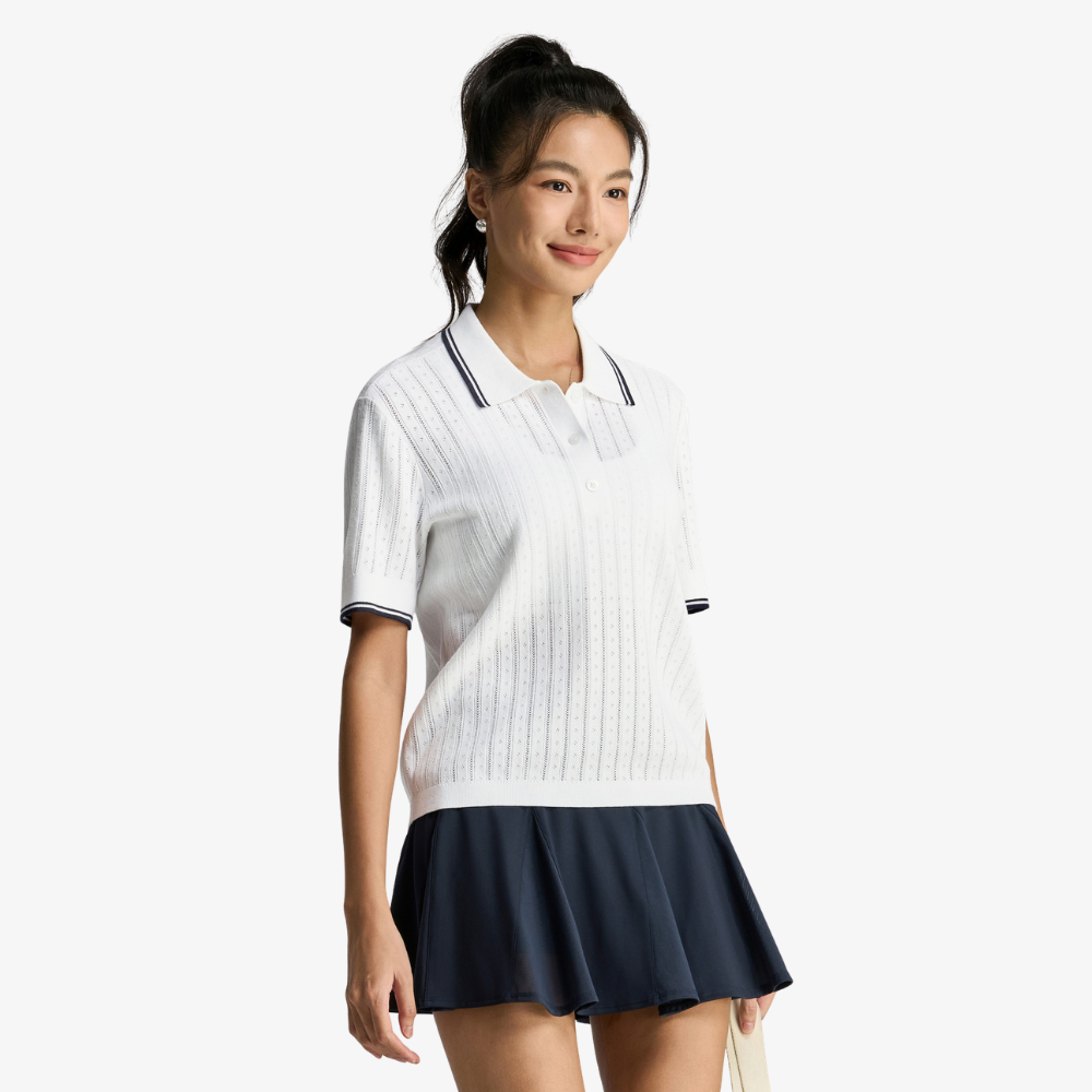 Áo Polo Thể Thao Nữ Wilson Women Addison Knit Polo - Pointell Polo White WE00362W001001