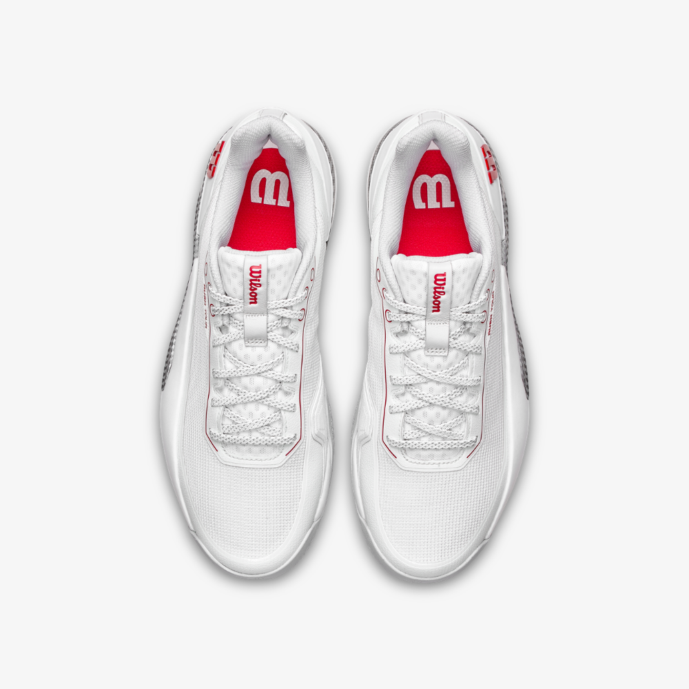 Giày Tennis Nam Wilson Rush Tour 5 Men's Tennis Shoe Bright White / Wilson Red / Microchip WRS00963001