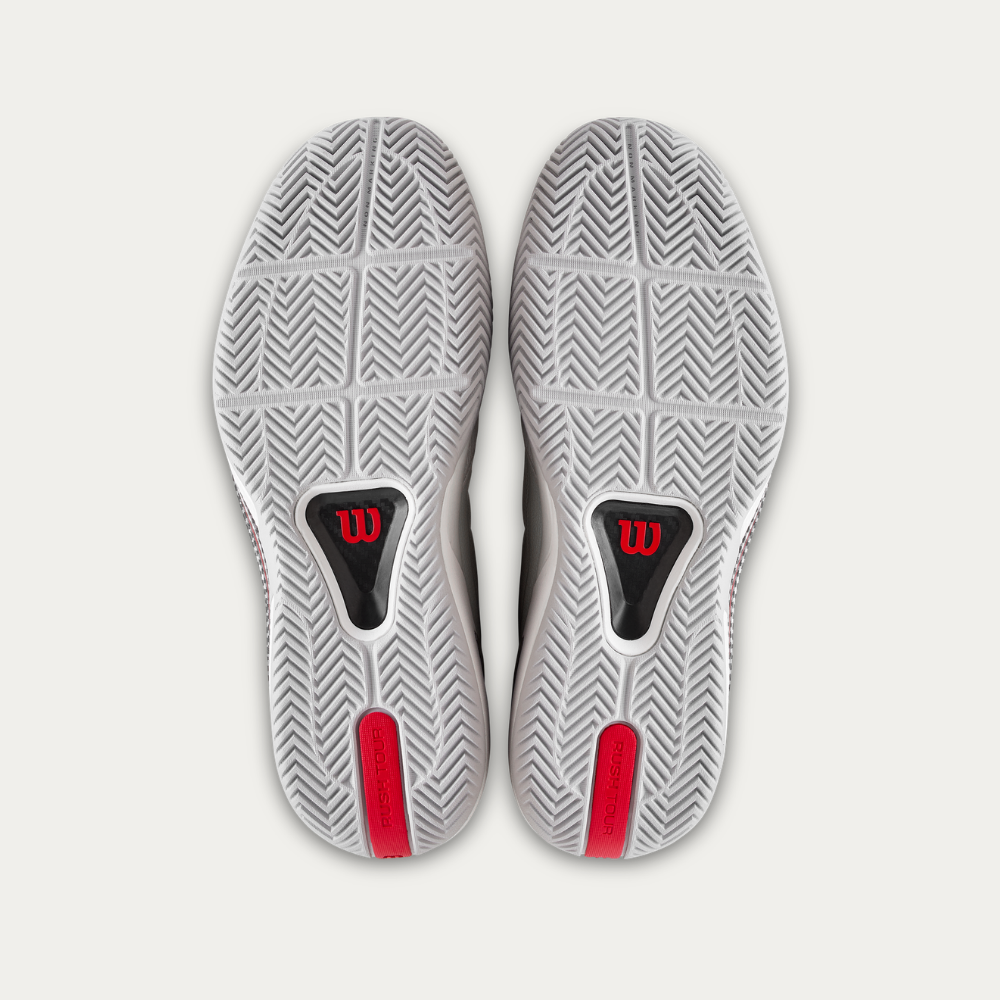 Giày Tennis Nam Wilson Rush Tour 5 Men's Tennis Shoe Bright White / Wilson Red / Microchip WRS00963001