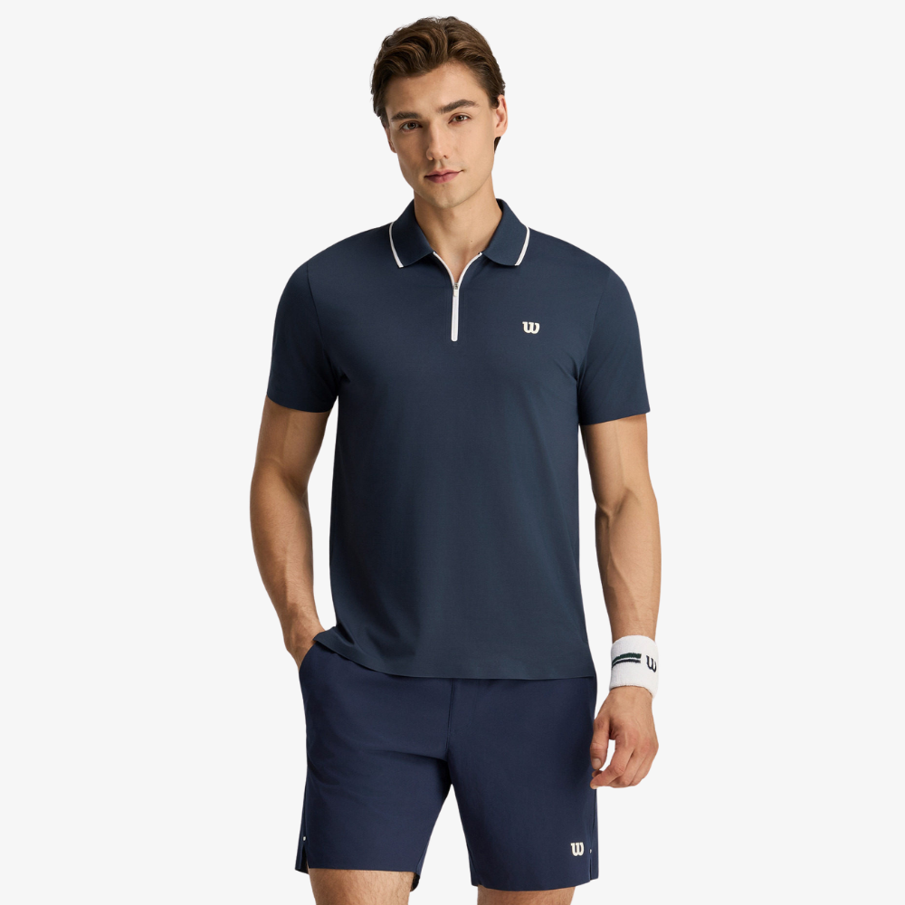 Áo Polo Nam Wilson  Daily Trainer Zip Polo Blue WN00139U001001