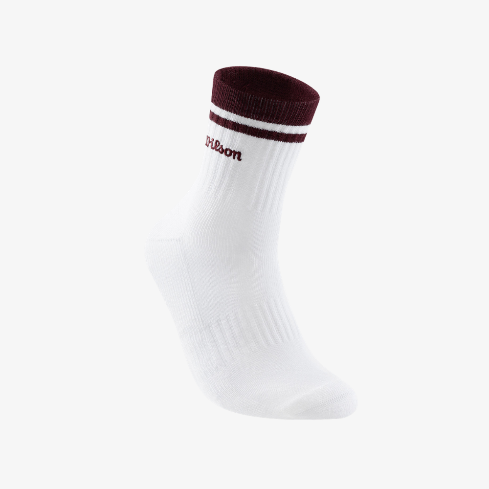Tất Thể Thao Wilson U Quarter-Length Top Stripe Logo Socks White/Port Royale WU00125531WT1
