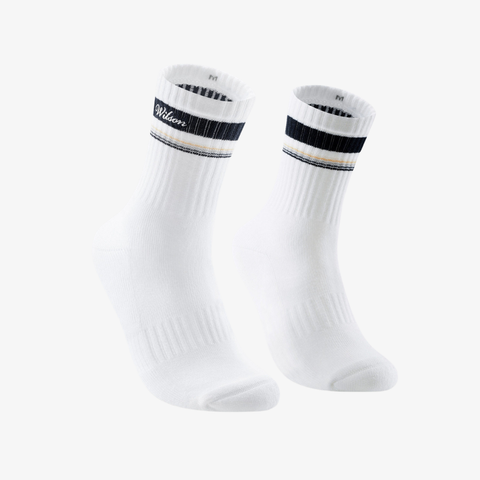Tất Thể Thao Wilson U Club Crew Stripe Socks Bright White WA00024W001001