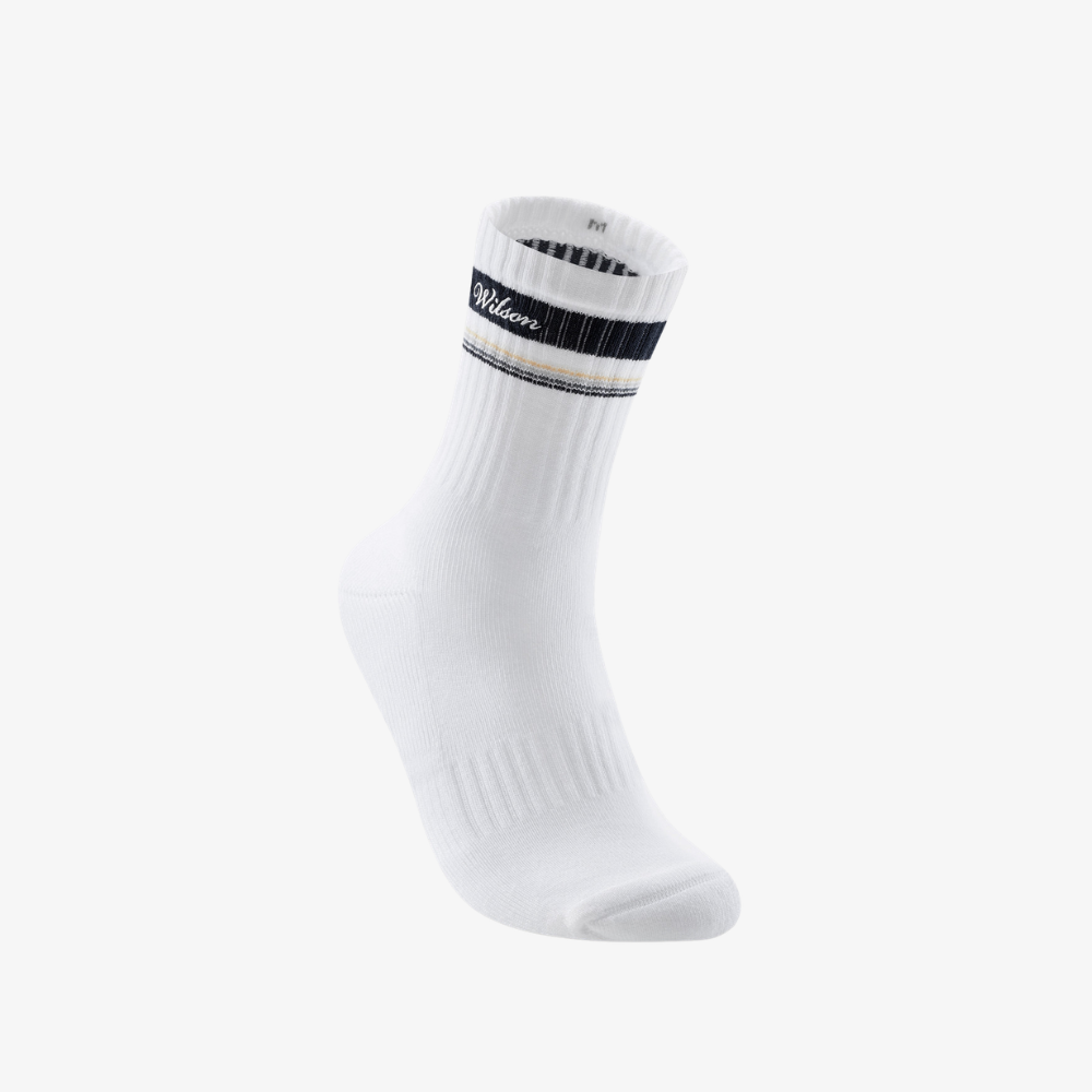Tất Thể Thao Wilson U Club Crew Stripe Socks Bright White WA00024W001001