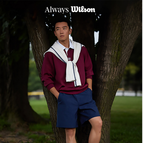 Áo Thun Dài Tay Nam Wilson Clubman Collared Pullover Burgundy WN00148R009001