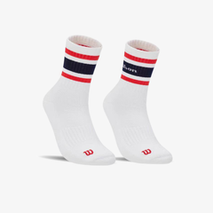Tất Thể Thao Wilson Crew Stripe Script Socks Bright White/Infrared WU00063411RDB