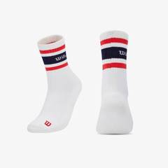 Tất Thể Thao Wilson Crew Stripe Script Socks Bright White/Infrared WU00063411RDB