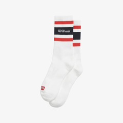 Tất Thể Thao Wilson Crew Stripe Script Socks Bright White/Infrared WU00063411RDB