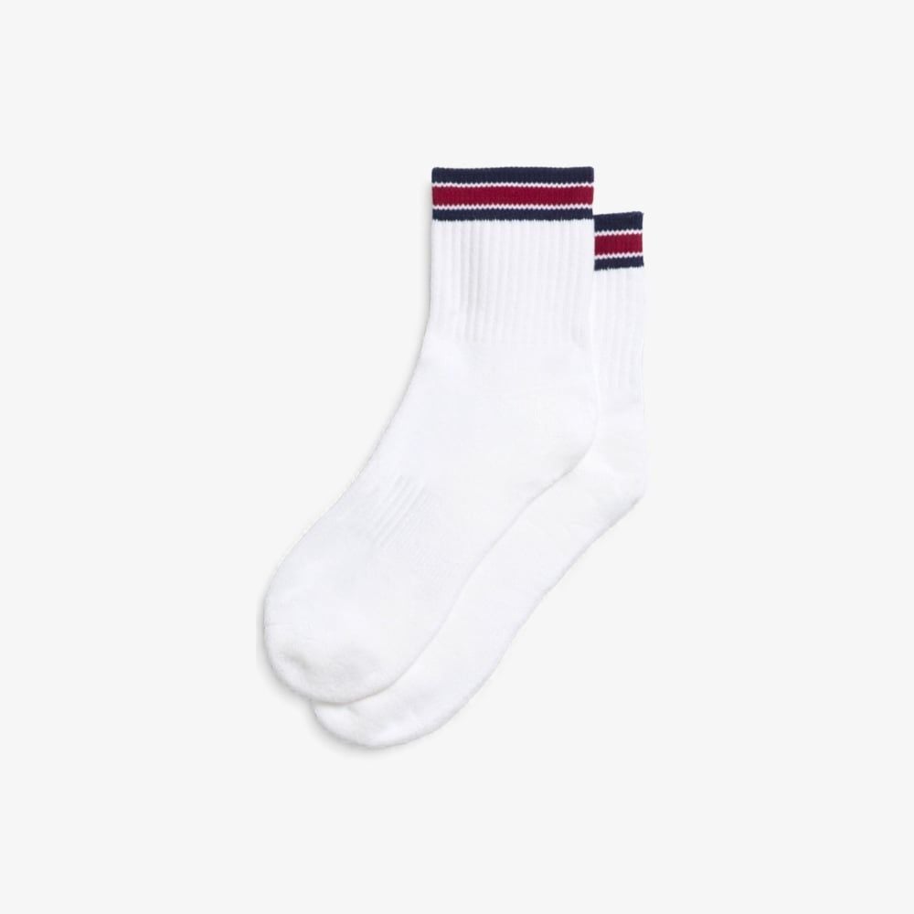 Tất Thể Thao Wilson Quarter Top Stripe Socks Bright White/Red Stripe WU00016W001001