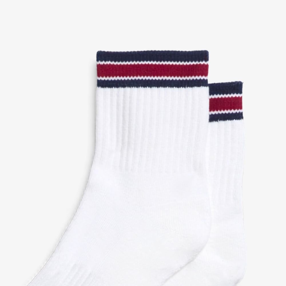 Tất Thể Thao Wilson Quarter Top Stripe Socks Bright White/Red Stripe WU00016W001001
