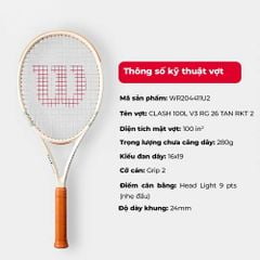Vợt Tennis Wilson Clash 100L V3 Roland Garros 2026 Chưa Căng Dây WR204411U2
