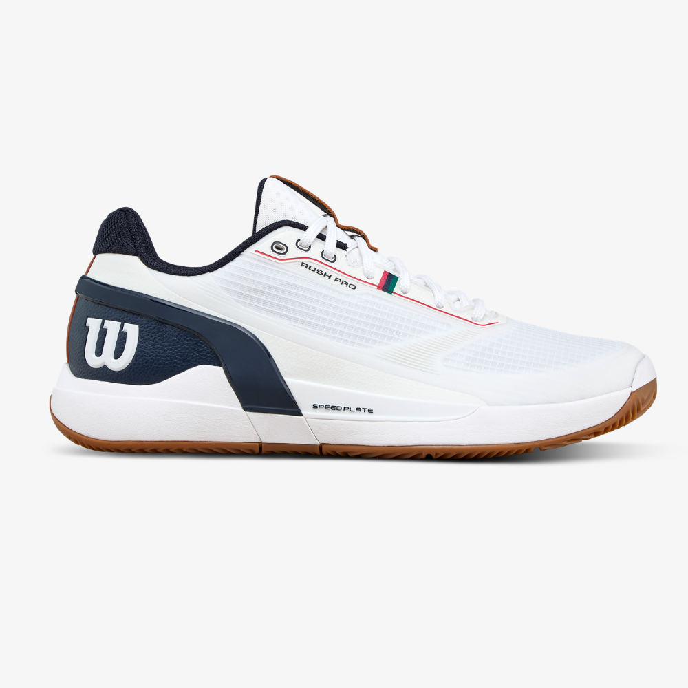 Giày Tennis Nam Wilson Rush Pro 5 Clay Men's Tennis Shoe White /Navy Blazer/Gum1a WRS338670U