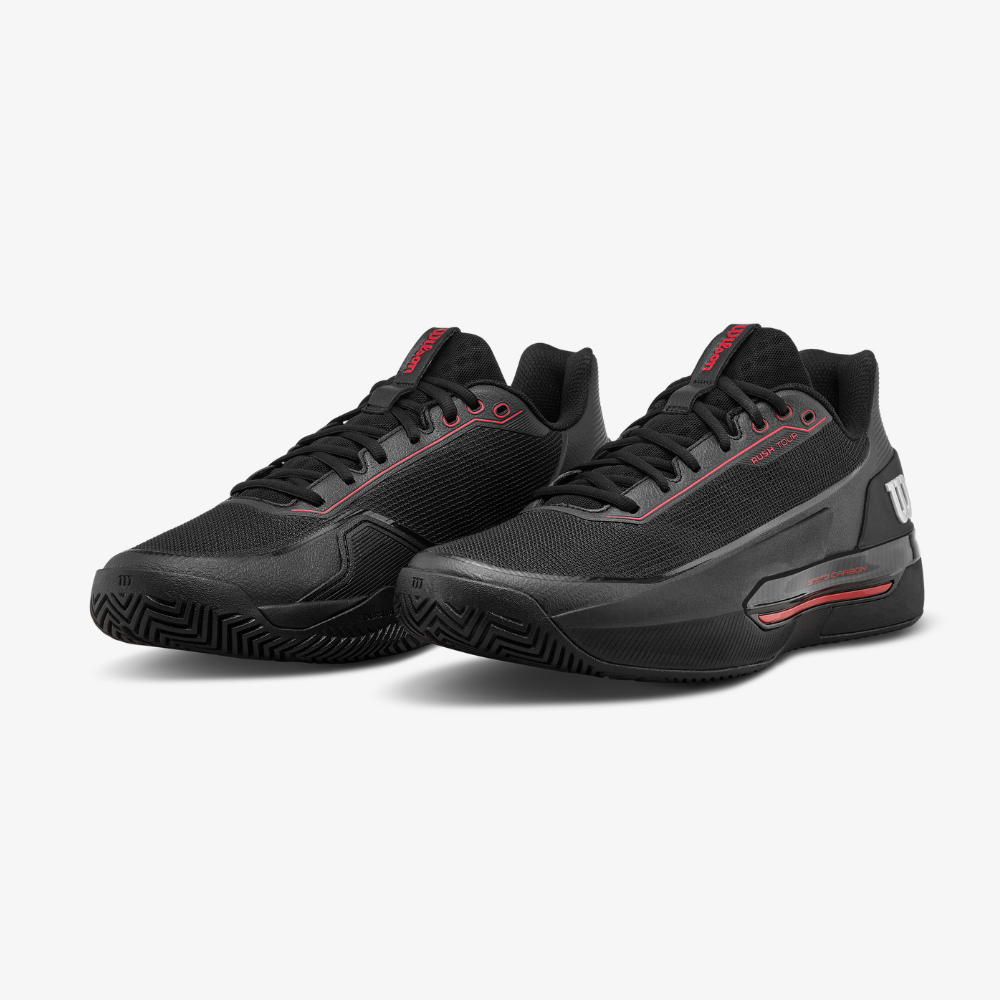 Giày Tennis Nam Wilson Rush Tour 5 Men's Tennis Shoe Black /Wilson Red /Microchip WRS00963002