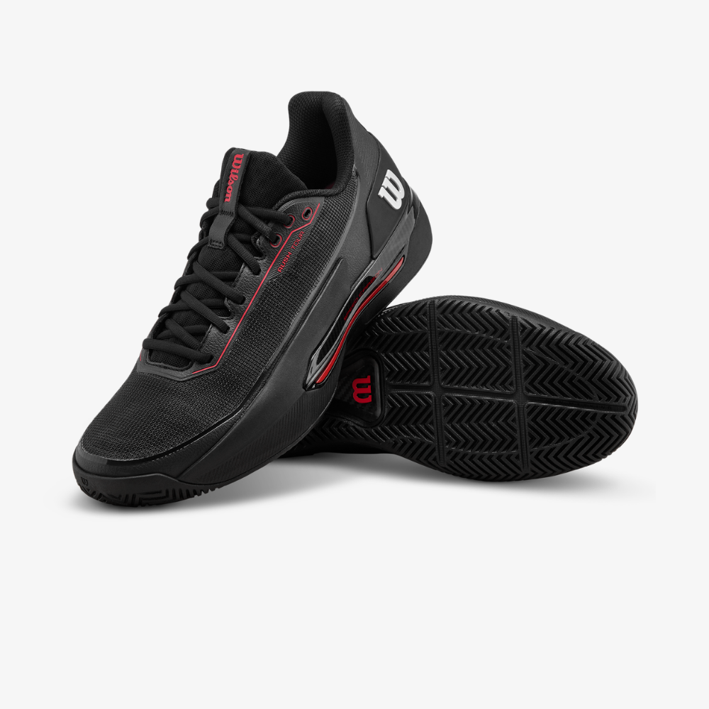 Giày Tennis Nam Wilson Rush Tour 5 Men's Tennis Shoe Black /Wilson Red /Microchip WRS00963002