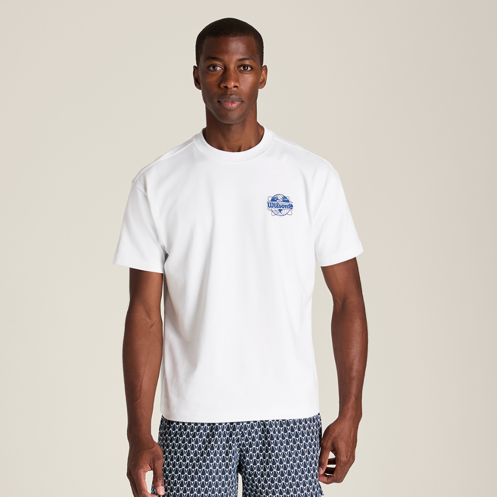 Áo Thun Nam Wilson Classic Cotton Graphic T-Shirt Bright White / Blue Quartz WN00016W001004