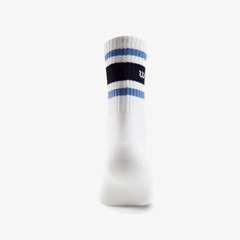 Tất Thể Thao Wilson Crew Stripe Script Socks Bright White/Ally Blue WU00063W001003