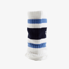 Tất Thể Thao Wilson Crew Stripe Script Socks Bright White/Ally Blue WU00063W001003