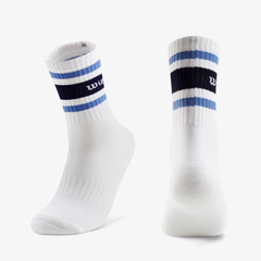 Tất Thể Thao Wilson Crew Stripe Script Socks Bright White/Ally Blue WU00063W001003