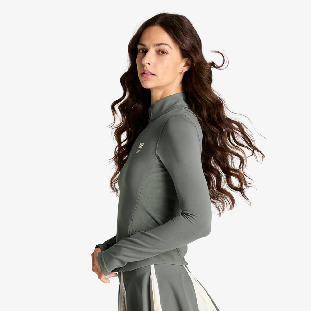 Áo Dài Tay Thể Thao Nữ Wilson Women Court 3 Half-Zip Jacket Castor WE00249E079001