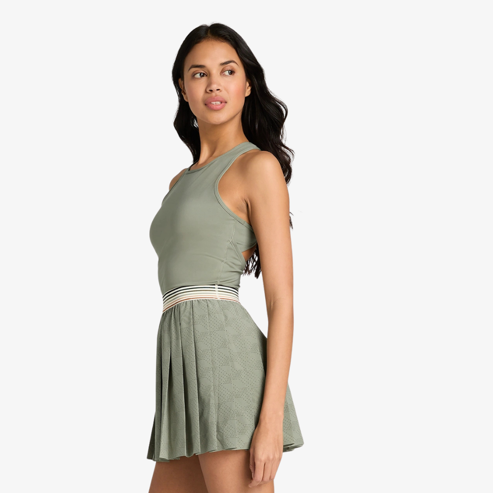 Váy Liền Thể Thao Tennis Nữ Wilson Laser Cut Pleat Dress Vetiver WE00080E014001