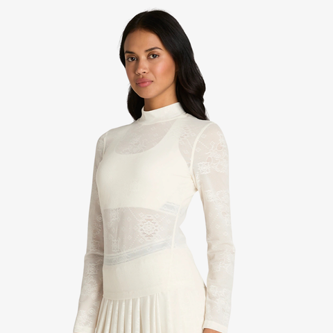 Áo Nữ Thể Thao Wilson All Day Mockneck Lace Sandrift Lace WE00044Z015001