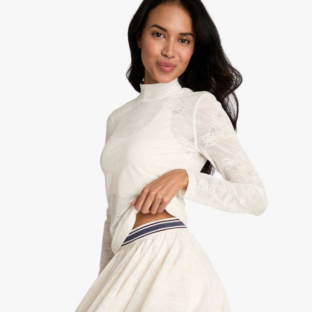 Áo Nữ Thể Thao Wilson All Day Mockneck Lace Sandrift Lace WE00044Z015001