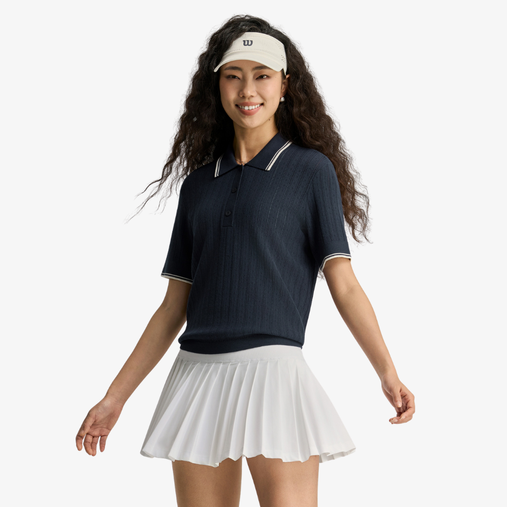 Áo Polo Thể Thao Nữ Wilson Women Addison Knit Polo - Pointell Polo Blue WE00362U001001