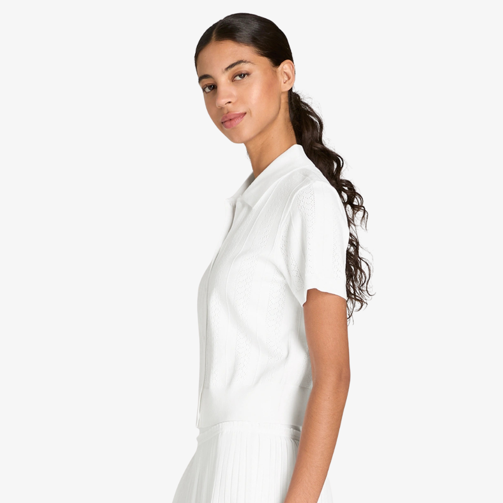 Áo Polo Nữ Wilson Shrunken Essex Button-Through Polo Shirt Bright White WE00033W001001