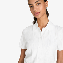 Áo Polo Nữ Wilson Shrunken Essex Button-Through Polo Shirt Bright White WE00033W001001