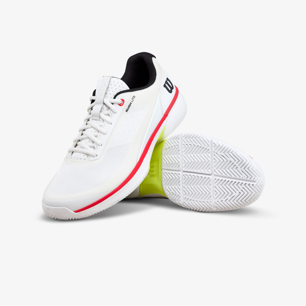 Giày Tennis Nam Wilson Rush Lite 5 Men's Tennis Shoes White/Black/ Infrared WRS336360U