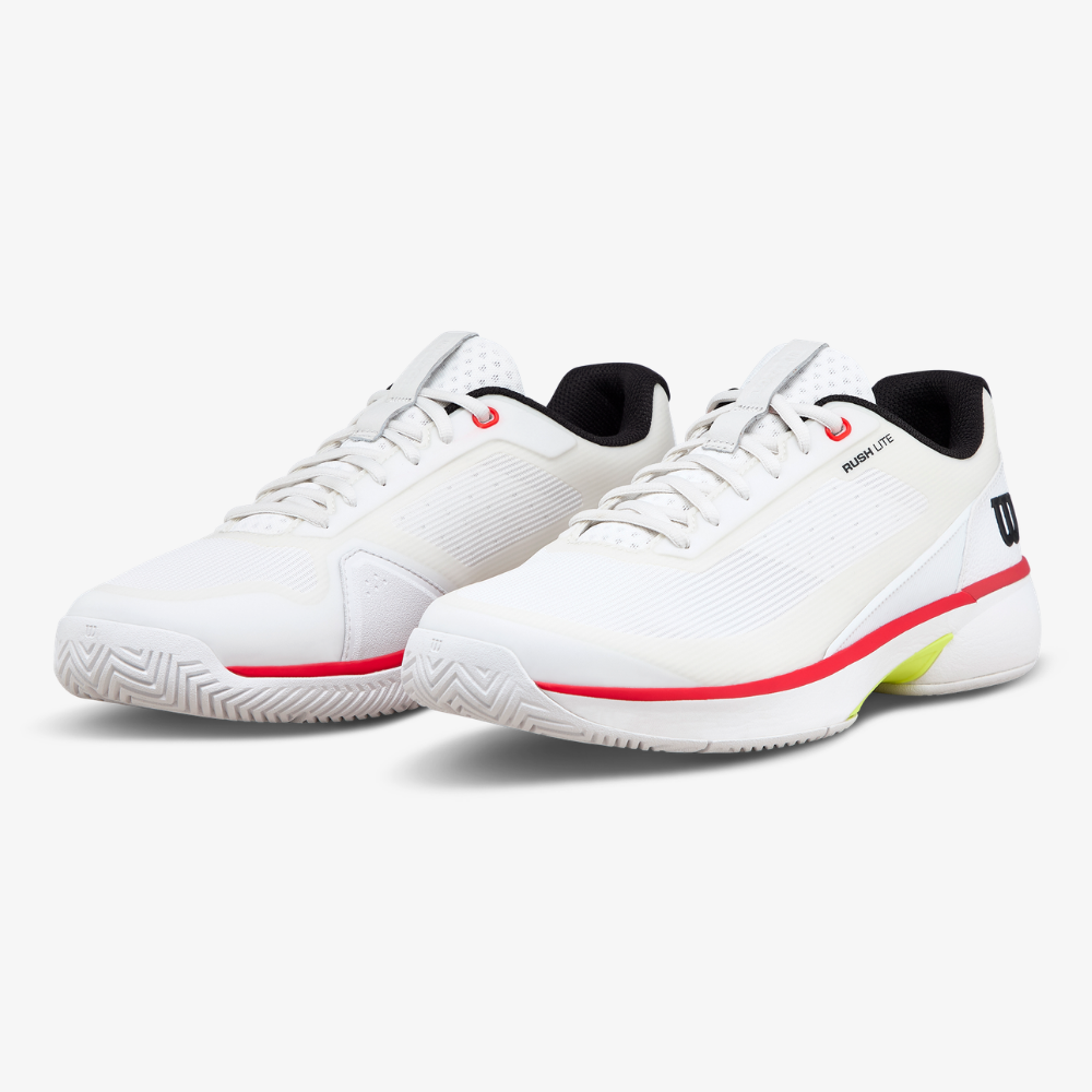 Giày Tennis Nam Wilson Rush Lite 5 Men's Tennis Shoes White/Black/ Infrared WRS336360U