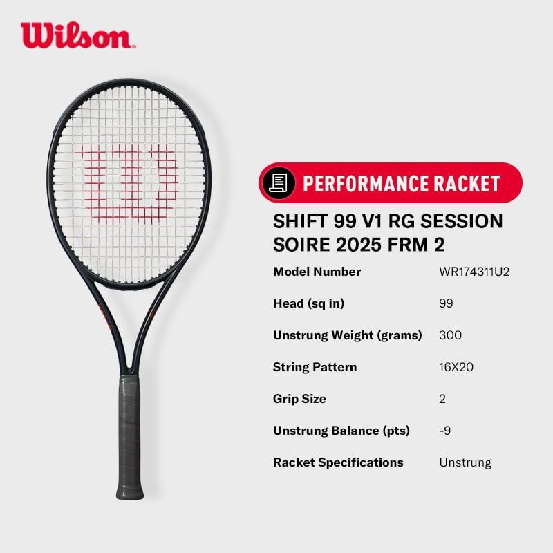 Vợt Tennis Wilson Shift 99 V1 RG Session Soire 2025 FRM Chưa Căng Dây WR174311U