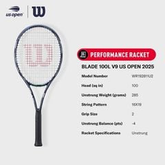 Vợt Tennis Wilson Blade 100L V9 US Open 2025 WR192811U