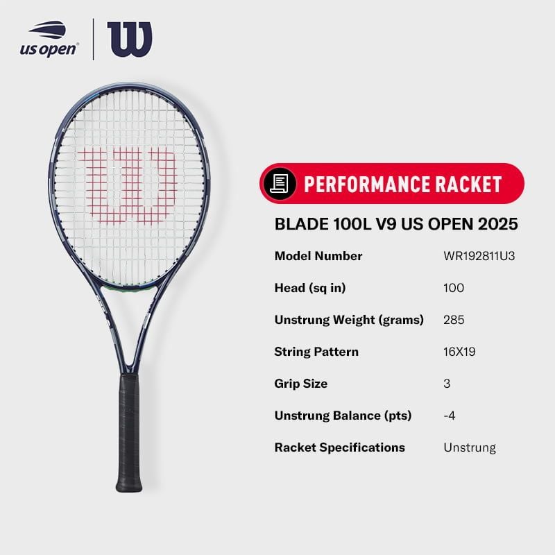 Vợt Tennis Wilson Blade 100L V9 US Open 2025 WR192811U