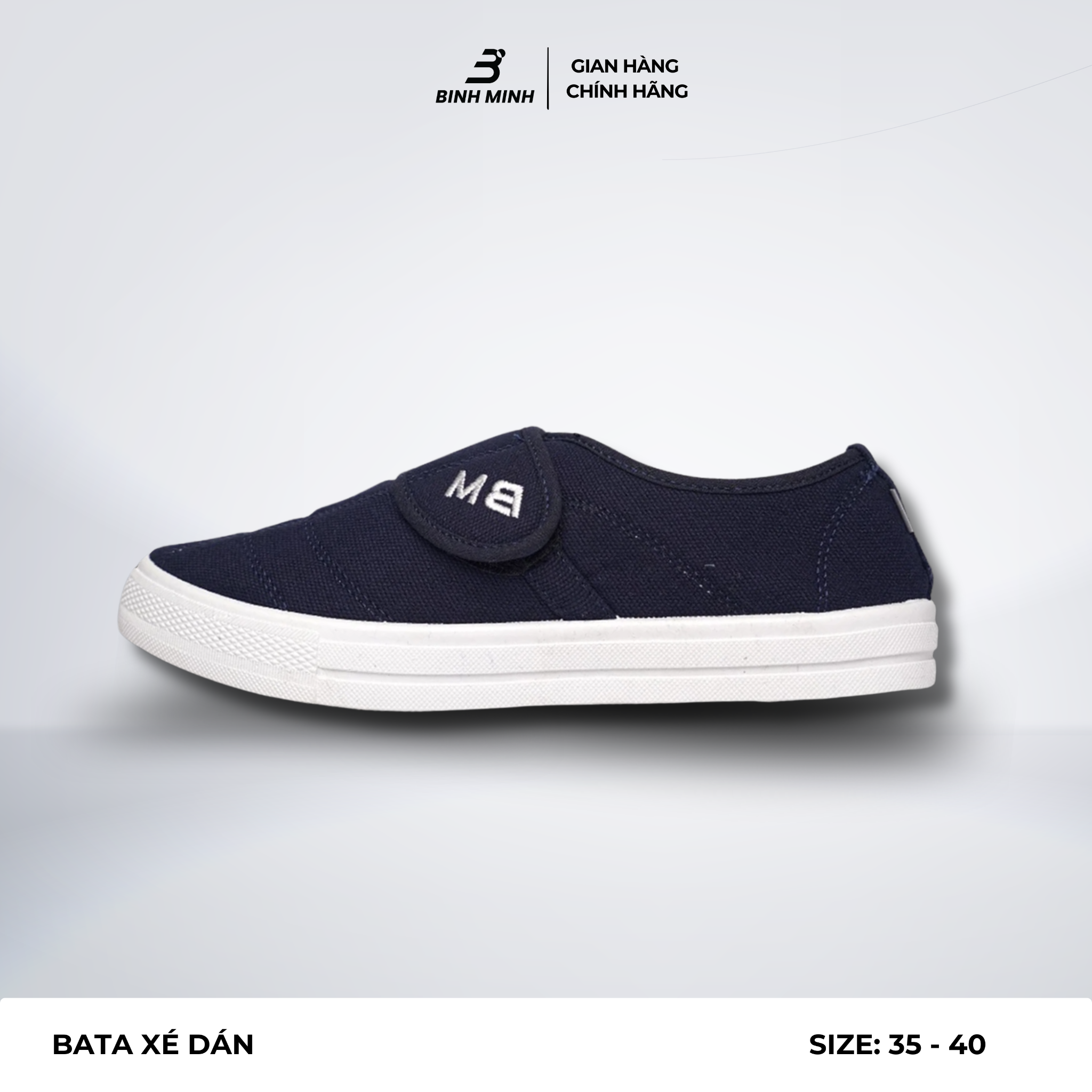  Giày M09 bata Nam Bình Minh. quai dán, giày lười 