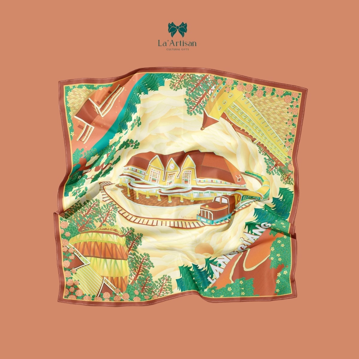 Khăn vuông họa tiết Ga Đà Lạt