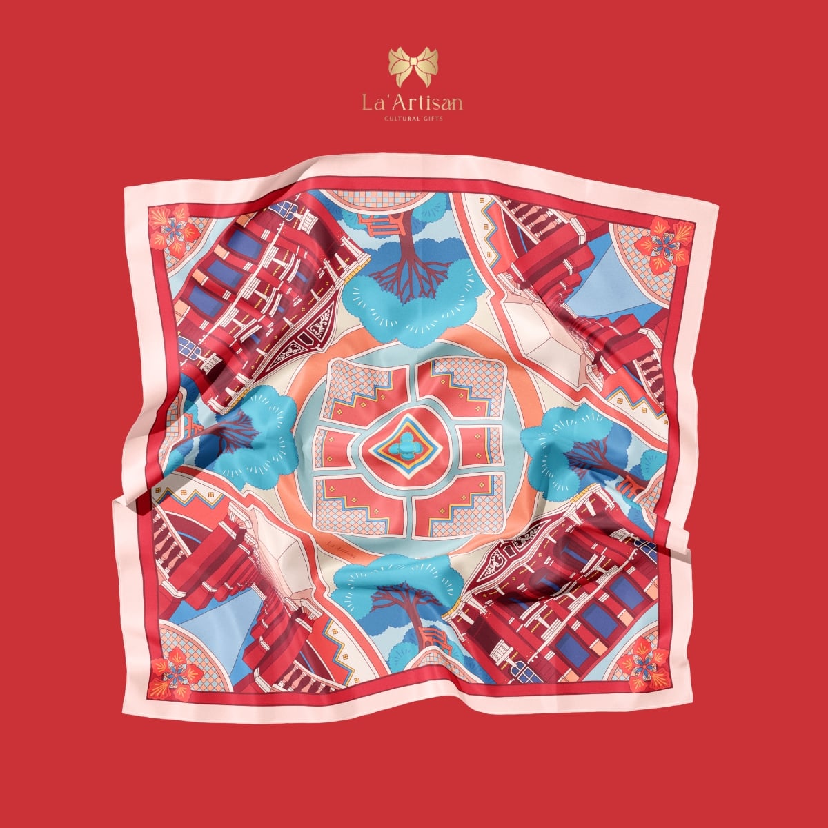 Khăn vuông họa tiết Quốc Học Huế